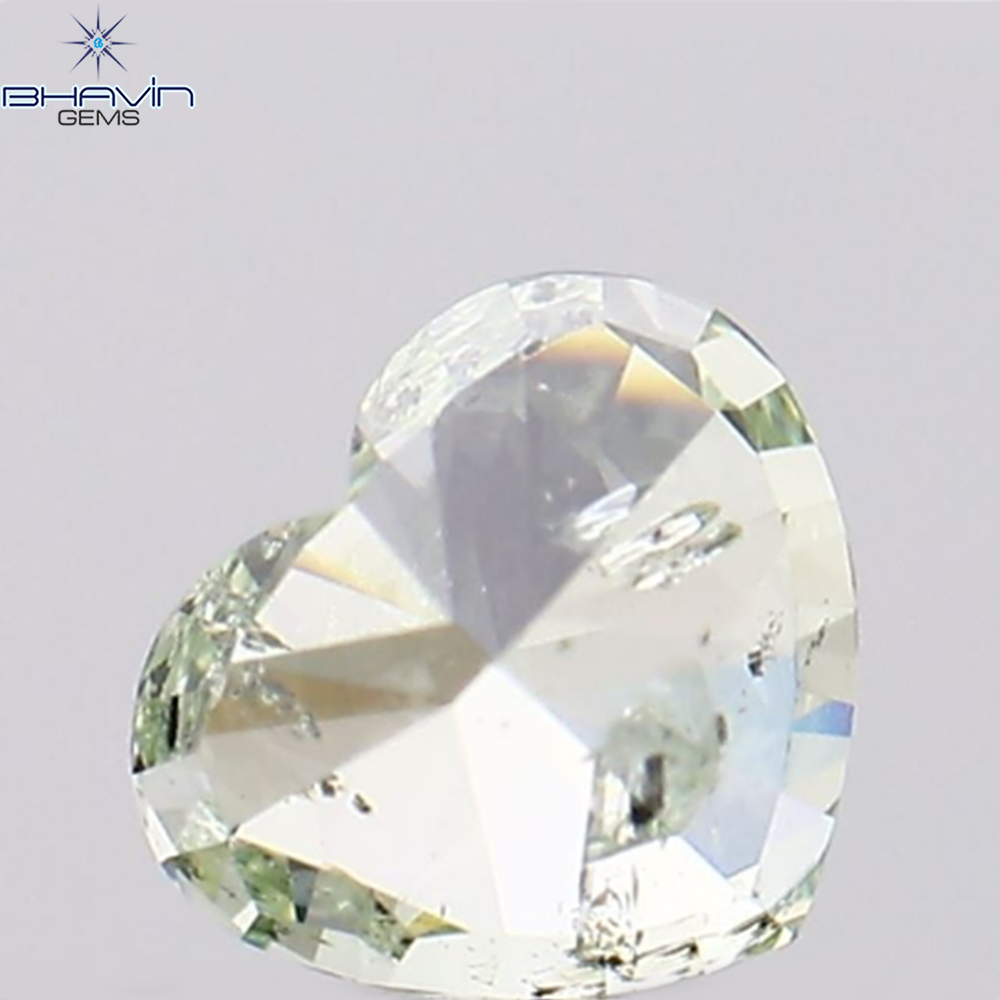 0.30 CT Heart Shape Natural Diamond Greenish Blue Color I1 Clarity (4.22 MM)
