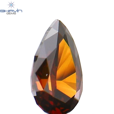 0.09 CT Pear Shape Natural Diamond Cognac Color VS1 Clarity (3.70 MM)