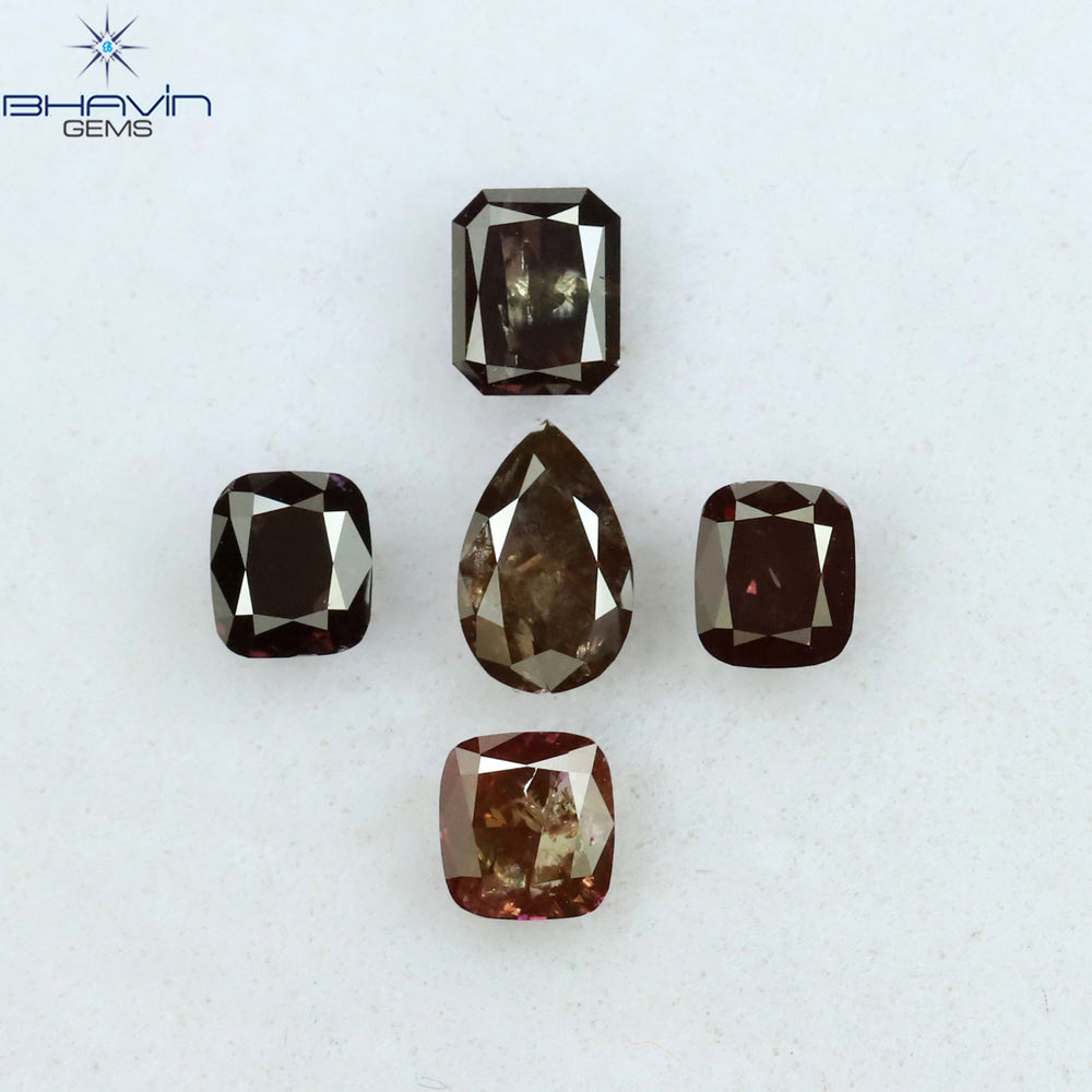 0.42 CT/4 ピース ミックス シェイプ ナチュラル ダイヤモンド ピンク カラー SI クラリティ (3.83 MM)