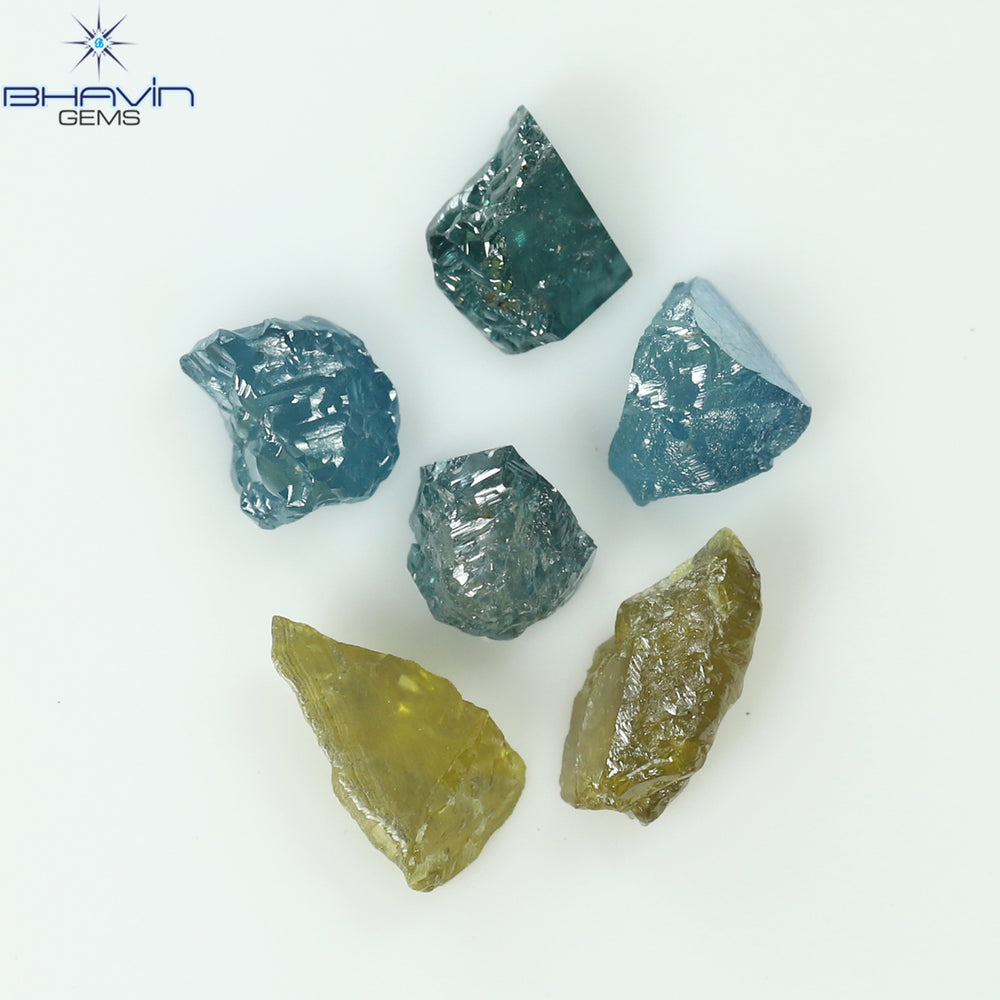 2.10 CT/6 PCS Rough Shape Enhanced Mix Color Natural Diamond I3 Clarity (6.32 MM)