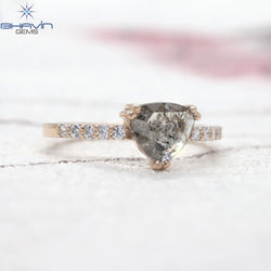 ハートダイヤ ソルト&ペッパーダイヤ 天然ダイヤ 指輪 婚約指輪