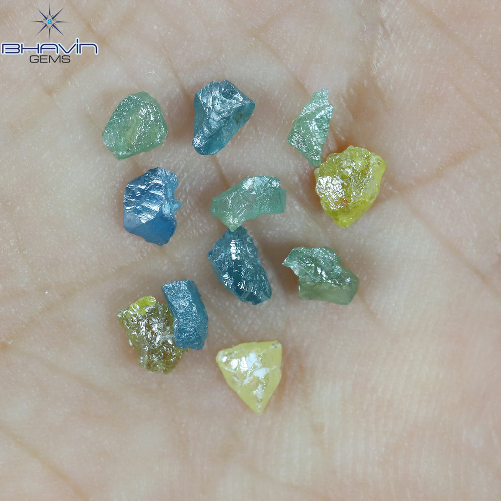 1.38 CT/11 PCS Rough Shape Enhanced Mix Color Natural Diamond I3 Clarity (4.05 MM)