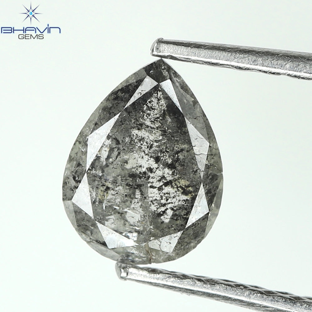 0.57 CT Pear Shape Natural Loose Diamond Salt And Pepper Color I3 Clarity (6.42 MM)