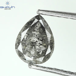 0.57 CT Pear Shape Natural Loose Diamond Salt And Pepper Color I3 Clarity (6.42 MM)