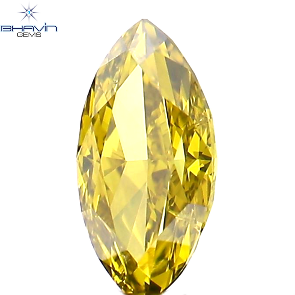 0.29 CT Marquise Shape Natural Diamond Enhanced Yellow Color SI1 Clarity (6.12 MM)