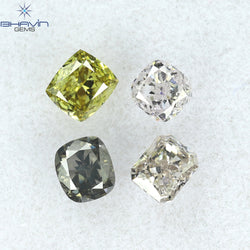 0.51 CT/4 Pcs Cushion Shape Natural Diamond Mix Color VS-SI Clarity (3.08 MM)