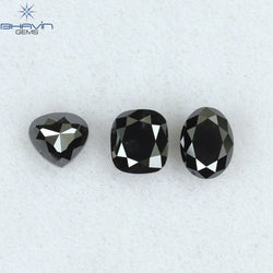 1.03 CT/3 PCS Mix Shape Natural Diamond Black Color Opaque Clarity (4.35 MM)