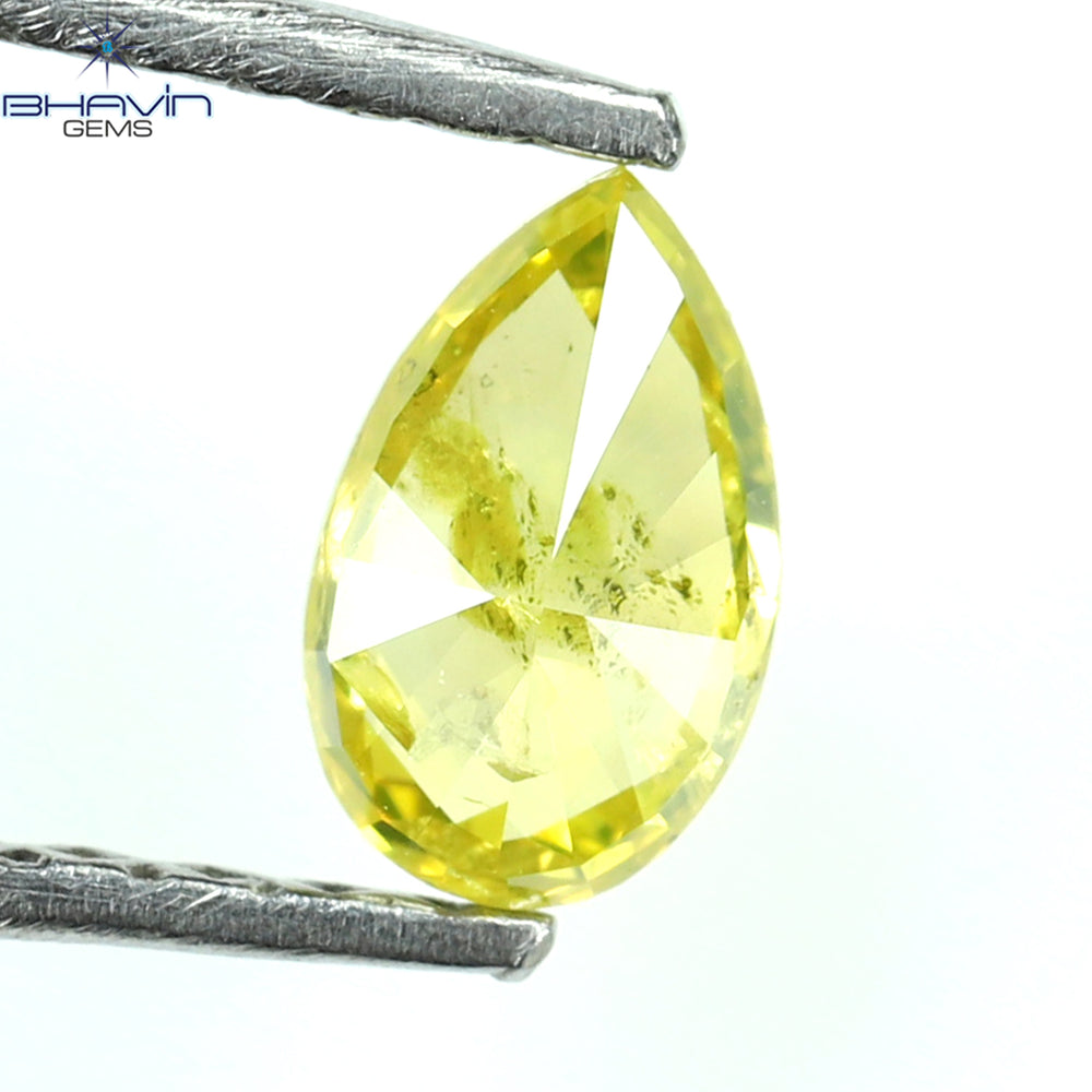 0.30 CT Pear Shape Natural Diamond Enhanced Yellow Color I2 Clarity (5.51 MM)