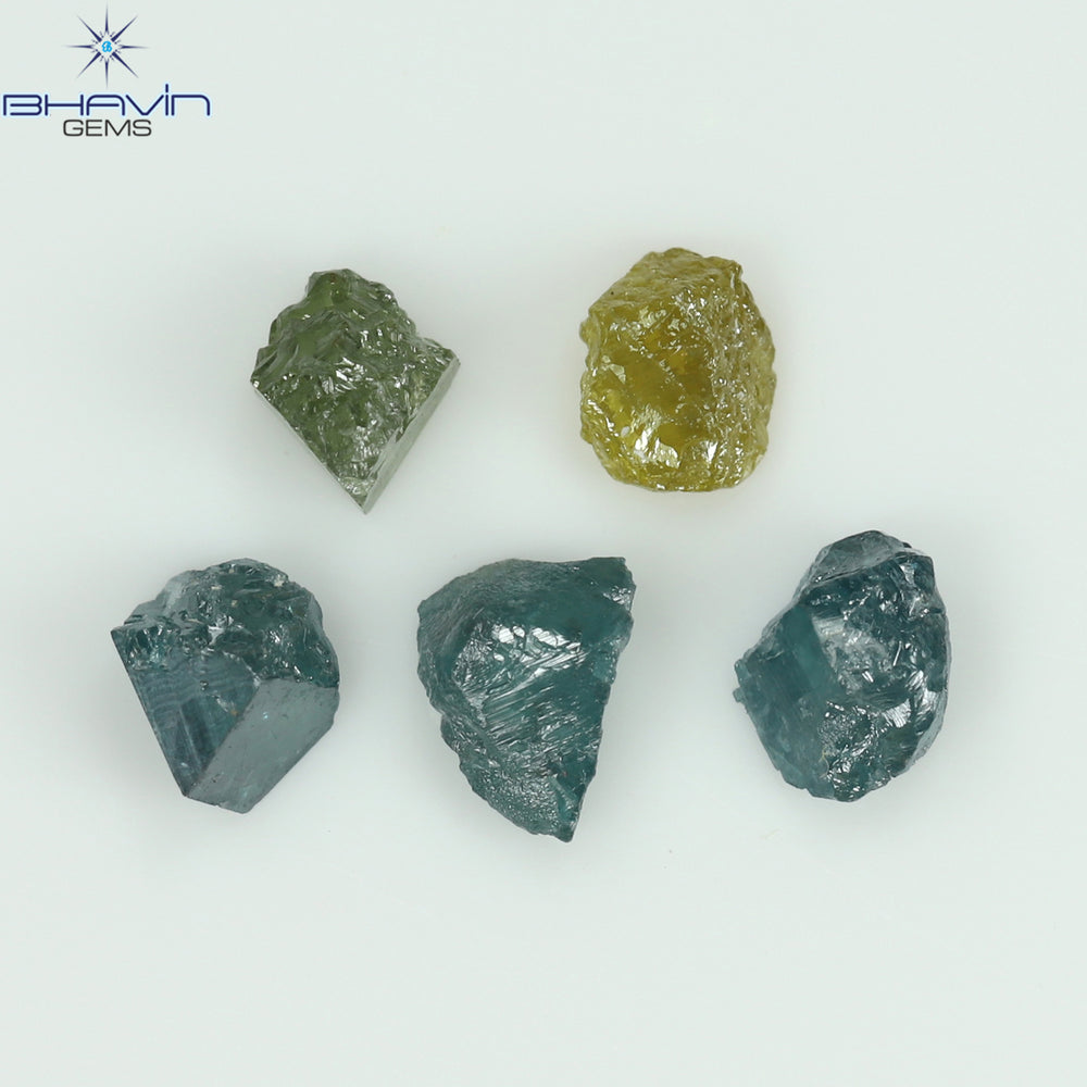 1.12 CT/5 PCS Rough Shape Enhanced Mix Color Natural Diamond I3 Clarity (4.41 MM)