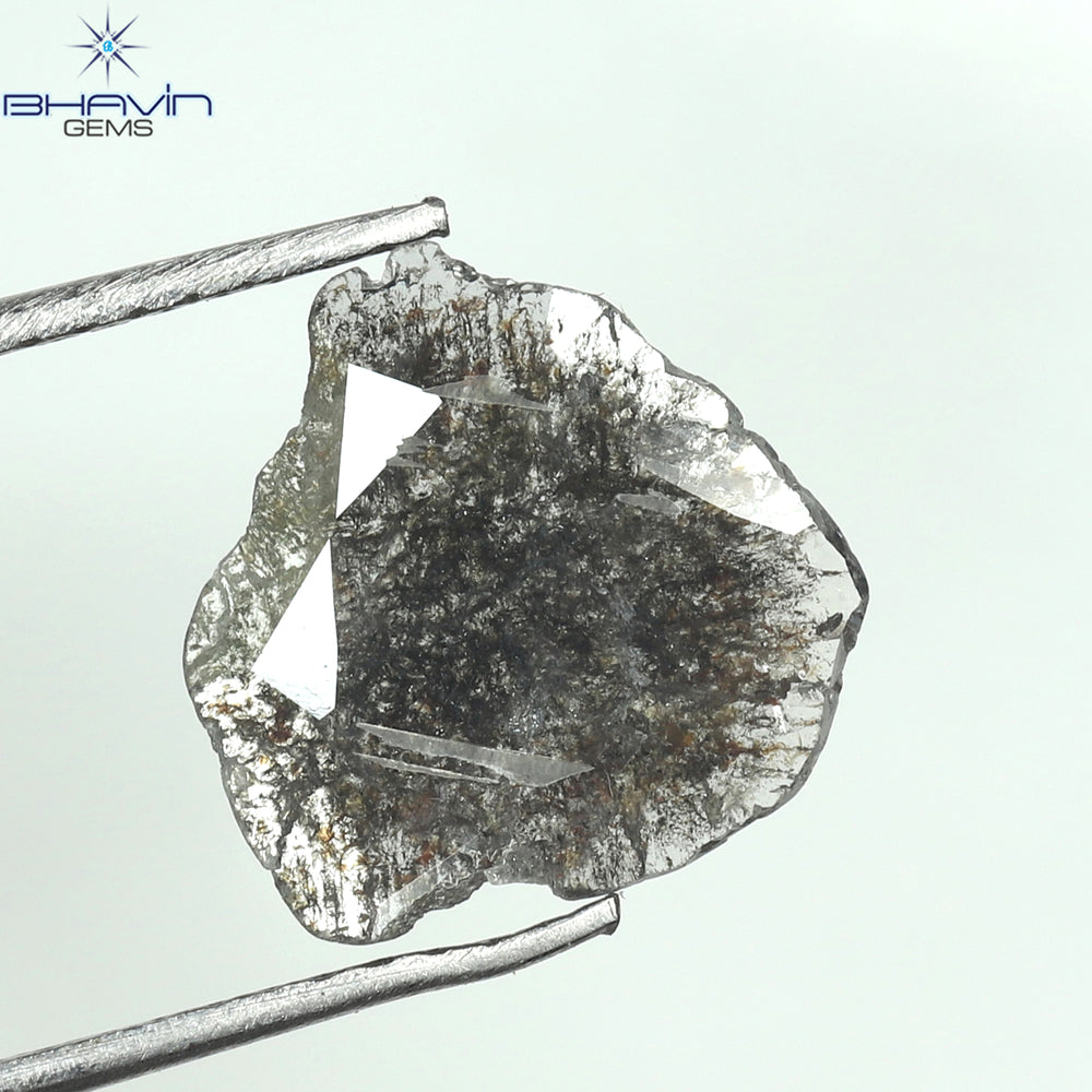 0.69 CT Slice Shape Natural Diamond Salt And Papper Color I3 Clarity (10.73 MM)