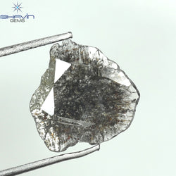 0.69 CT Slice Shape Natural Diamond Salt And Papper Color I3 Clarity (10.73 MM)