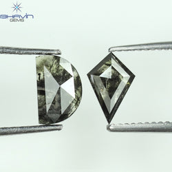 0.79 CT/2 PCS Mix Shape Natural Diamond Black Color I3 Clarity (7.04 MM)
