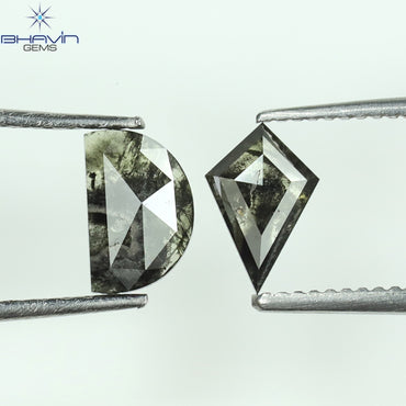 0.79 CT/2 PCS Mix Shape Natural Diamond Black Color I3 Clarity (7.04 MM)