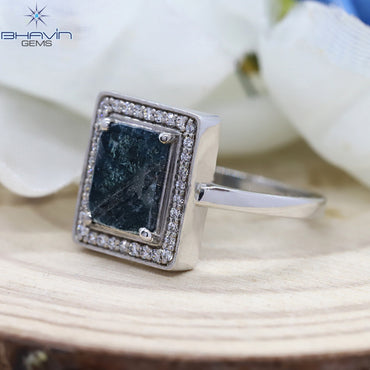 Slice Rosecut Diamond, Blue Diamond, Natural Diamond Ring, Engagement Ring,