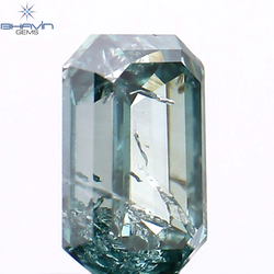0.45 CT エメラルド シェイプ ナチュラル ダイヤモンド ブルー カラー I1 クラリティ (5.07 MM)