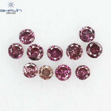 0.21 CT/11 Pcs Round Shape Natural Loose Diamond Pink Color SI Clarity (1.75 MM)