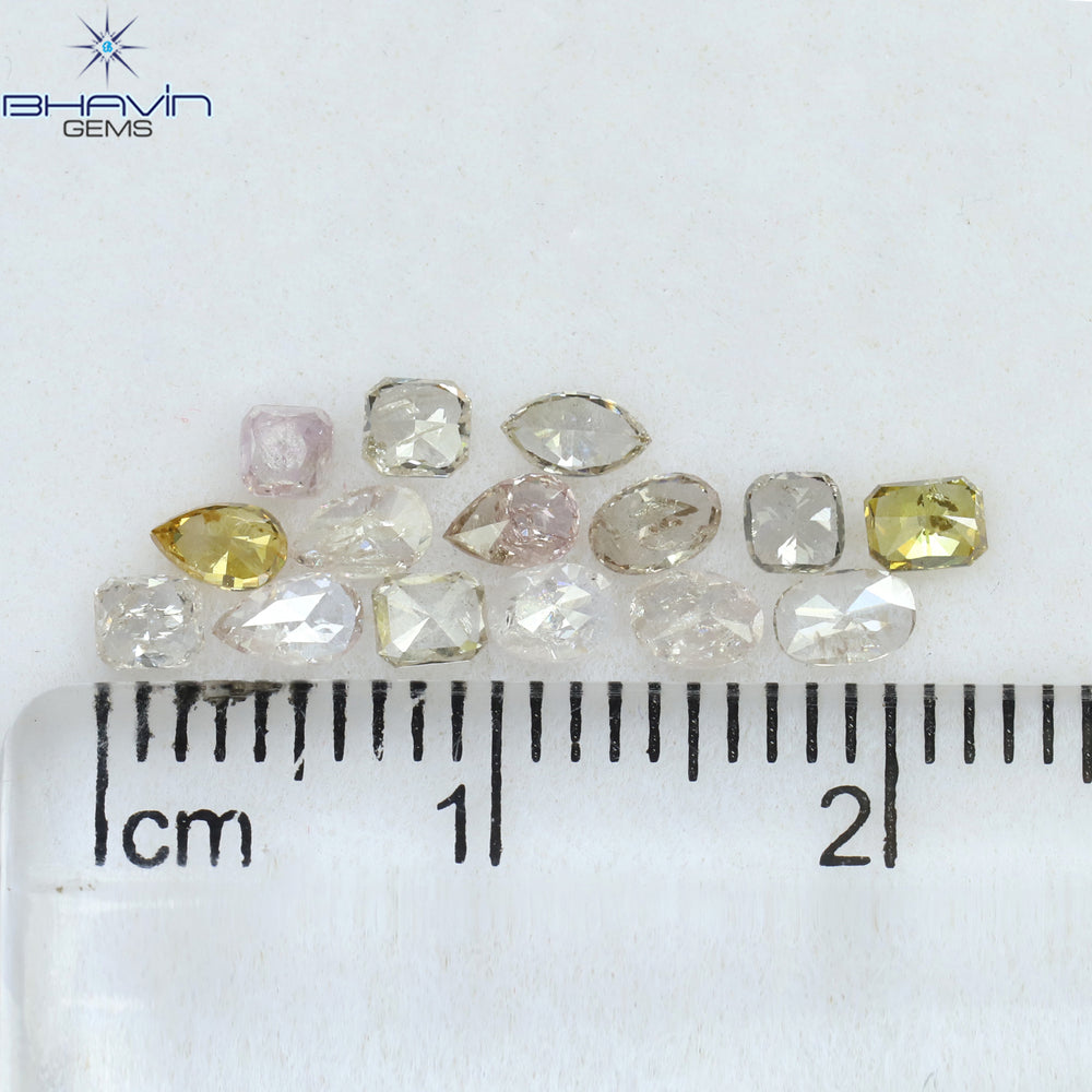 1.39 CT/15 Pcs Mix Shape Natural Diamond Pink Color I2 Clarity (3.70 MM)