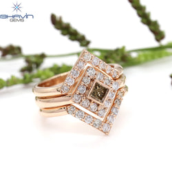 Princess Diamond Natural Diamond Ring Brown Color Gold Ring Engagement Ring