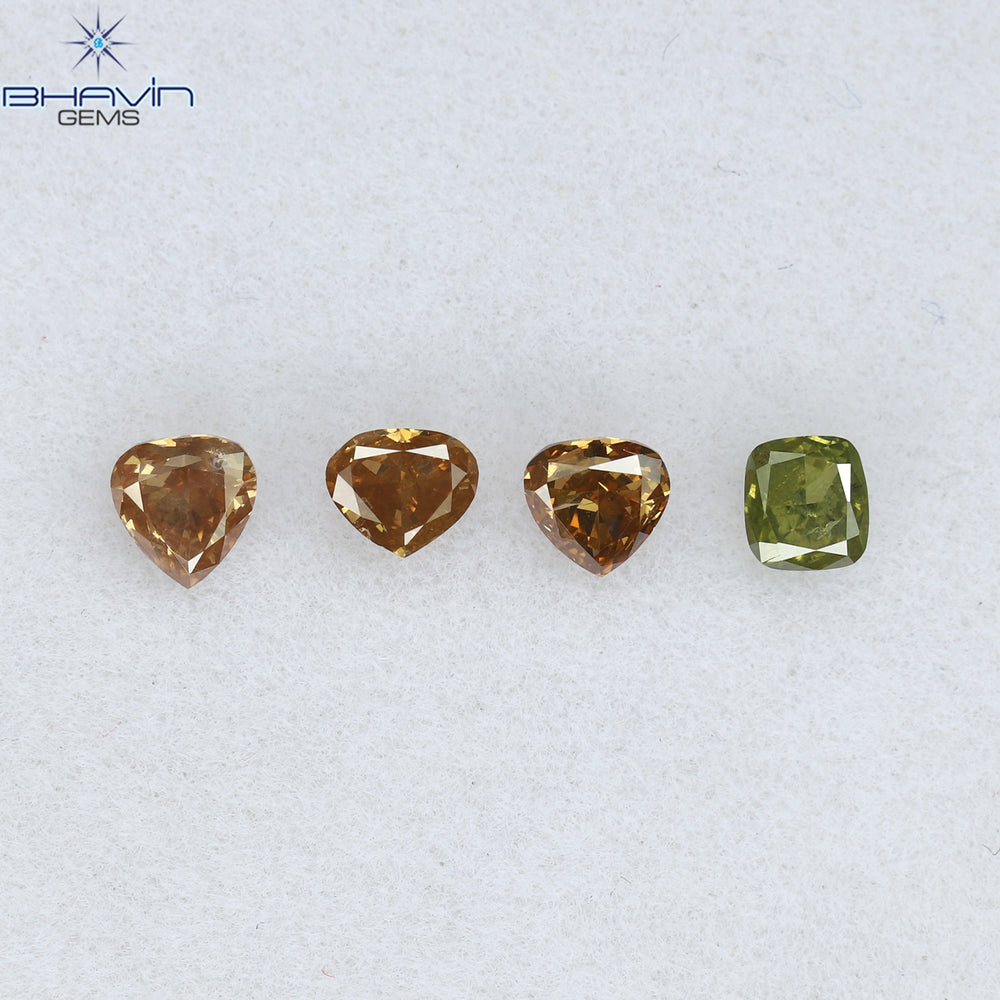 0.49 CT/4 Pcs Mix Shape Natural Diamond Pink Color SI2 Clarity (3.33 MM)