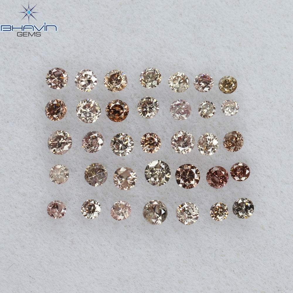 0.69 CT/48 Pcs Round Shape Natural Loose Diamond Pink (Argyle) Color SI Clarity (1.70 MM)