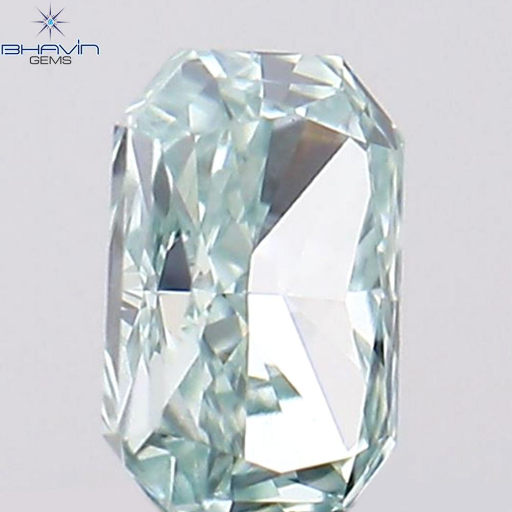0.10 CT Radiant Shape Natural Diamond Greenish Blue Color VS1 Clarity (3.13 MM)