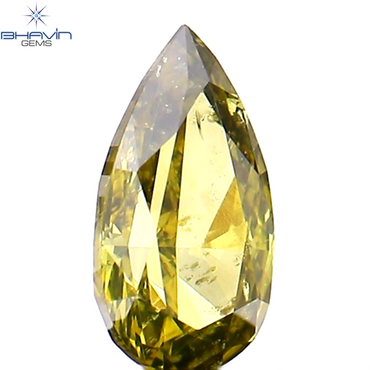 0.26 CT Pear Shape Natural Diamond Enhanced Green Color SI2 Clarity (5.54 MM)