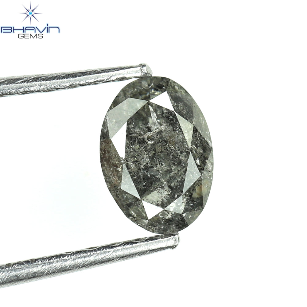 0.50 CT Oval Shape Natural Diamond Salt And Pepper Color I3 Clarity (5.86 MM)