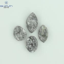 1.42 CT/4 Pcs Uncut Shape Salt And Pepper Natural Loose Diamond I3 Clarity (6.66 MM)