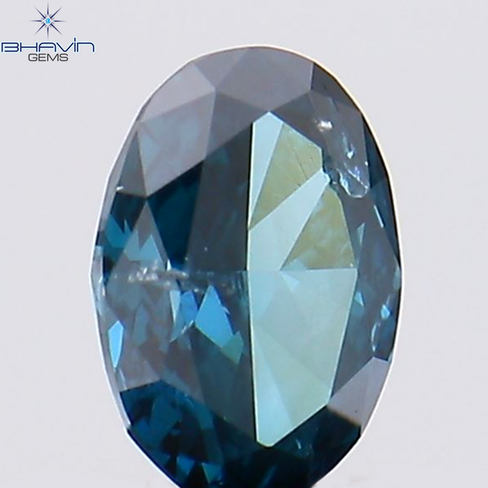 0.19 CT Oval Shape Natural Diamond Blue Color SI1 Clarity (4.26 MM)