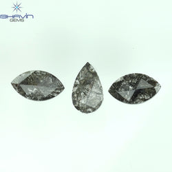 1.29 CT/3 Pcs Mix Slice Shape Natural Diamond  Salt And Pepper Color I3 Clarity (9.40 MM)
