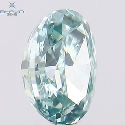 0.37 CT オーバル シェイプ ナチュラル ダイヤモンド グリーンがかったブルー カラー SI1 クラリティ (5.36 MM)