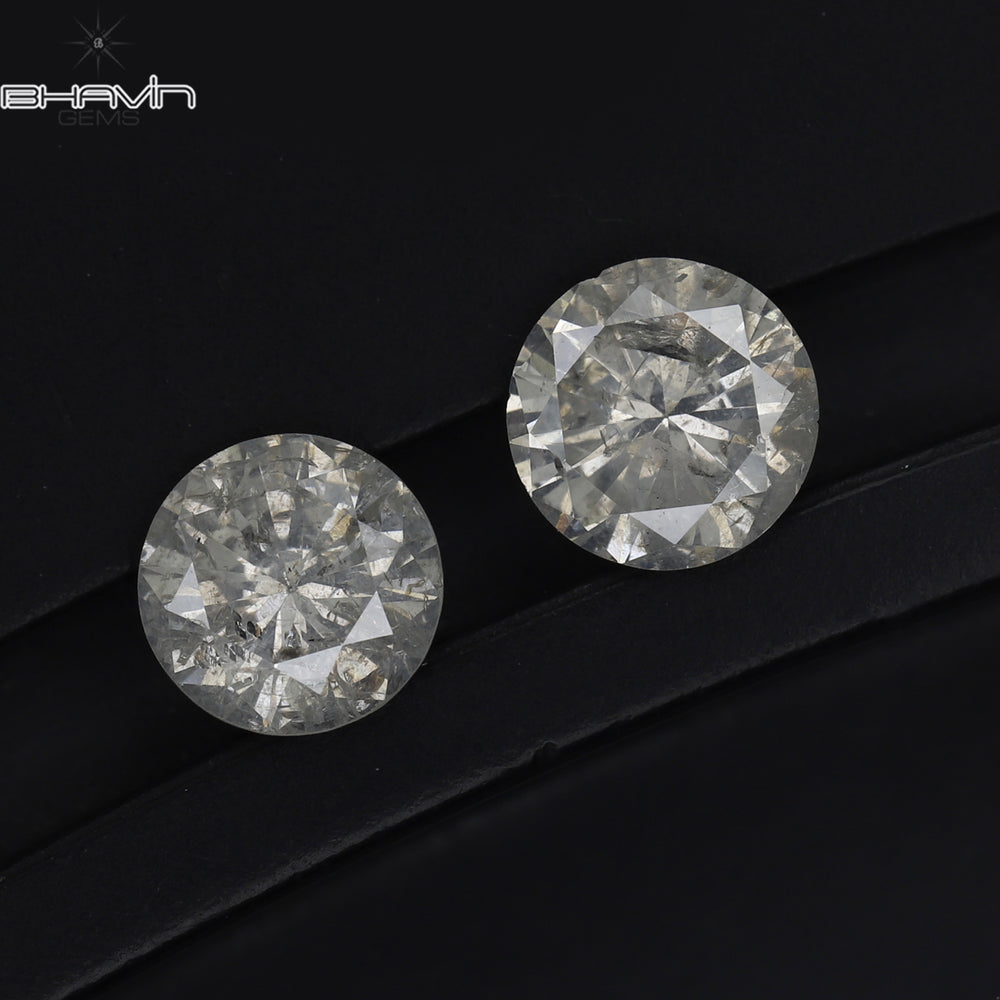0.78 CT/2 Pcs Round Shape Natural Loose Diamond White Color I3 Clarity (4.70 MM)