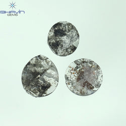 1.16 CT/3 Pcs Mix Slice Shape Natural Diamond  Salt And Pepper Color I3 Clarity (7.00 MM)