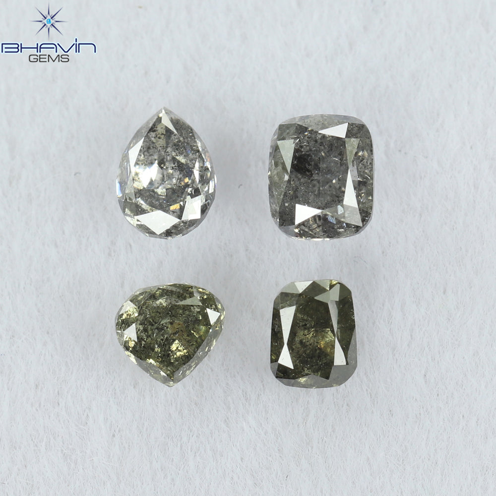 0.48 CT/4 PCS Mix Shape Natural Diamond Salt And Pepper Color I3 Clarity (3.31 MM)