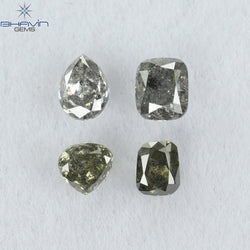0.48 CT/4 PCS Mix Shape Natural Diamond Salt And Pepper Color I3 Clarity (3.31 MM)