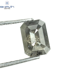 1.00 CT アッシャー シェイプ ナチュラル ダイヤモンド ソルト アンド ペッパー カラー I3 クラリティ (5.72 MM)