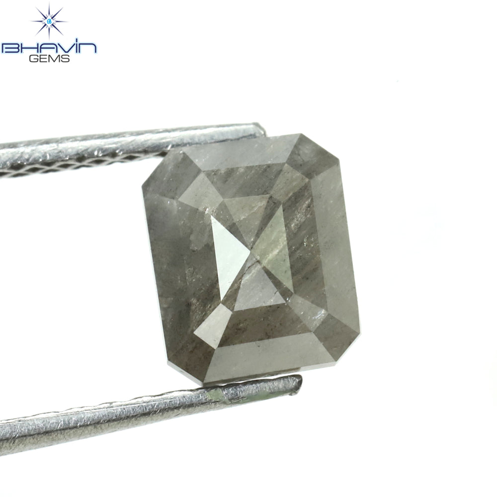 1.00 CT アッシャー シェイプ ナチュラル ダイヤモンド ソルト アンド ペッパー カラー I3 クラリティ (5.72 MM)