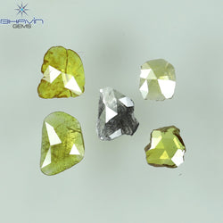 0.71 CT/5 ピース ローズカット ポルキ シェイプ ナチュラル ダイヤモンド ファンシー カラー I3 クラリティ (6.26 MM)