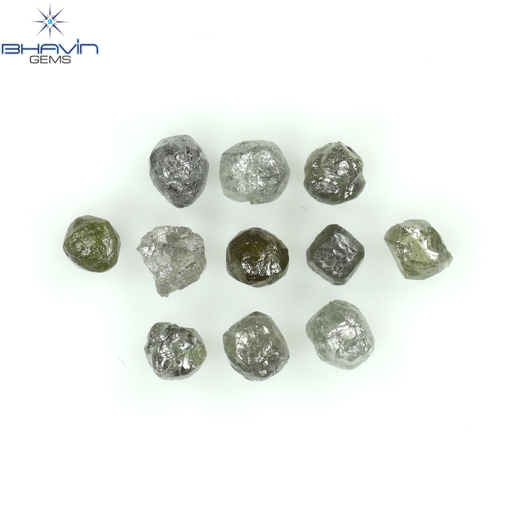 1.86 CT/11 PCS Rough Shape Grey Color Natural Diamond I3 Clarity (3.03 MM)