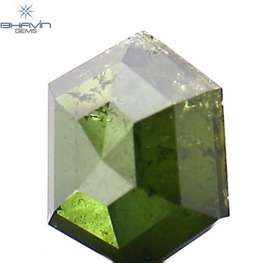 0.34 CT Hexagon Shape Natural Diamond Green Color I2 Clarity (4.56 MM)