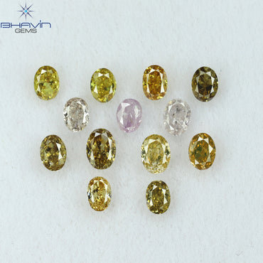 1.09 CT/13 Pcs Oval Shape Natural Diamond Mix Color SI Clarity (3.50 MM)