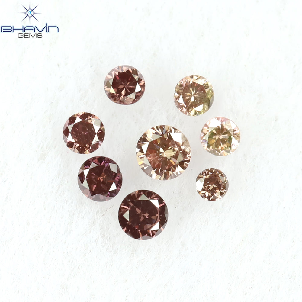 0.09 CT/8 ピース ラウンド シェイプ ナチュラル ルース ダイヤモンド ピンク カラー SI クラリティ (1.50 MM)