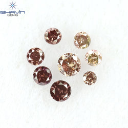 0.09 CT/8 ピース ラウンド シェイプ ナチュラル ルース ダイヤモンド ピンク カラー SI クラリティ (1.50 MM)