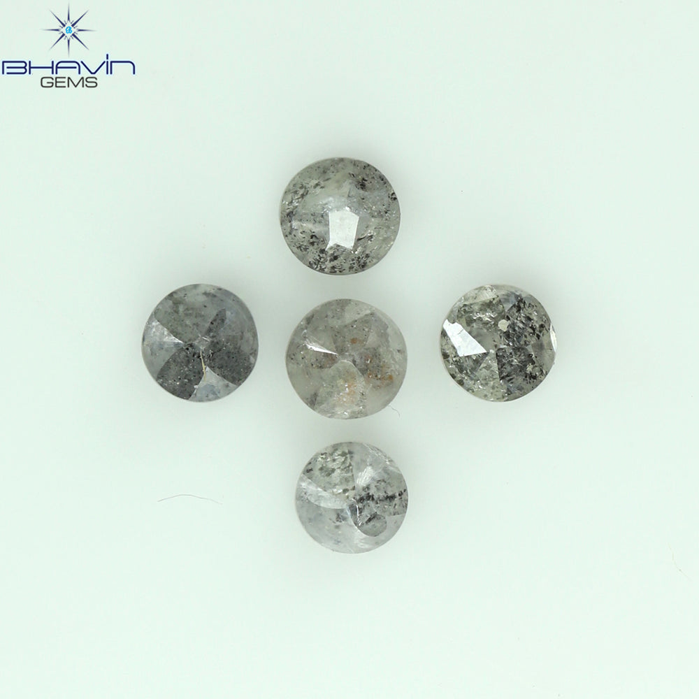 0.55 CT /5 Pcs Uncut Shape Salt And Pepper Natural Loose Diamond I3 Clarity (2.98 MM)