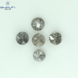 0.55 CT /5 Pcs Uncut Shape Salt And Pepper Natural Loose Diamond I3 Clarity (2.98 MM)