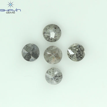 0.55 CT /5 Pcs Uncut Shape Salt And Pepper Natural Loose Diamond I3 Clarity (2.98 MM)
