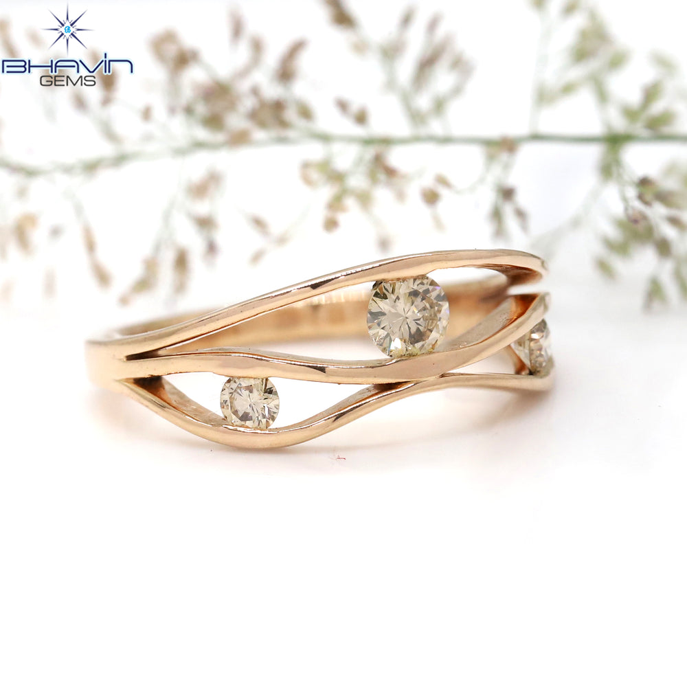 Round Diamond Brown Diamond Natural Diamond Ring Gold Ring Engagement Ring