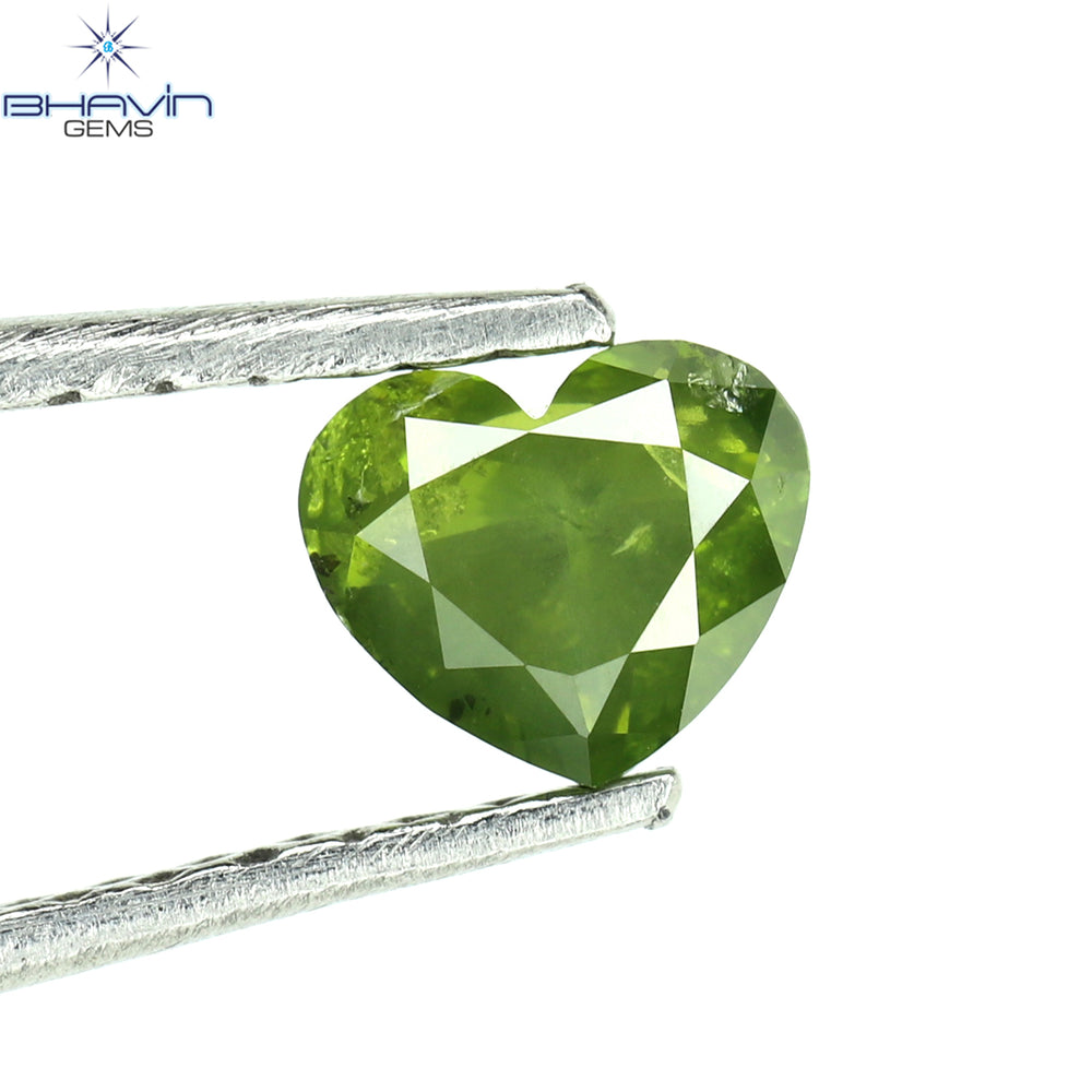 0.39 CT Heart Shape Natural Diamond Green Color I1 Clarity (4.70 MM)
