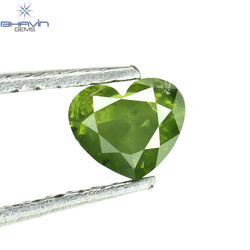 0.39 CT Heart Shape Natural Diamond Green Color I1 Clarity (4.70 MM)