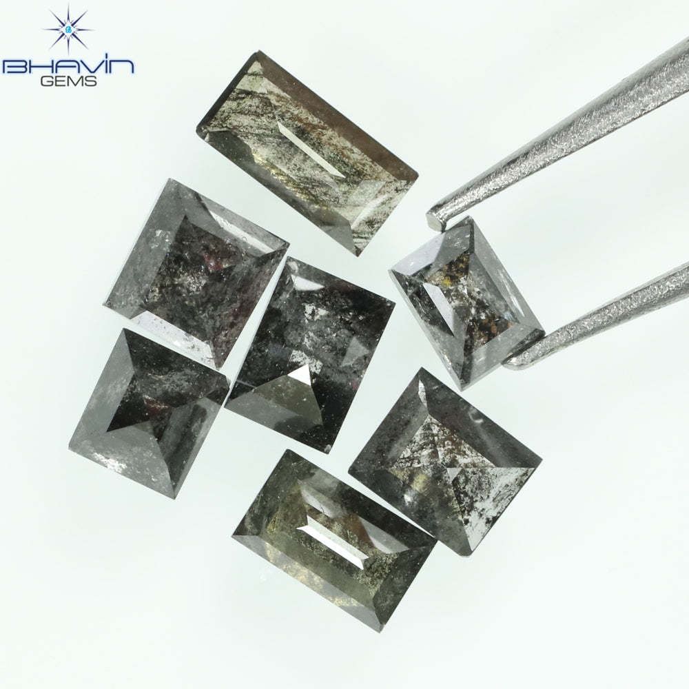 0.92 CT/7 Pcs, Baguette Diamond, Salt And Pepper Color, I3 Clarity
